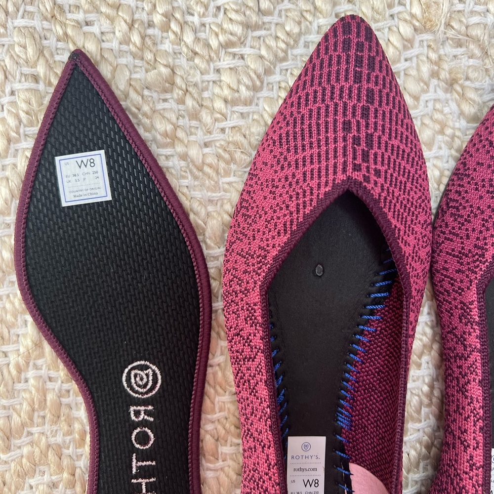 Rothy’s Fig Python Print Point Flats Slip On Purp… - image 8